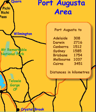 Port Augusta Travel Map - NullarborNet.com.au
